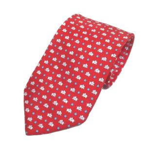 ネクタイ レギュラータイ シルク 総柄 象柄 レッド