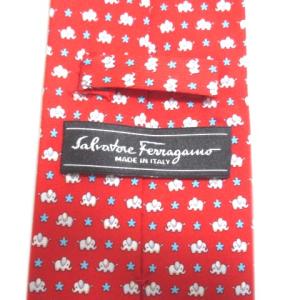 Salvatore Ferragamo ネクタイ レギュラータイ シルク 総柄 象柄 レッド