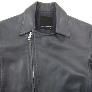 LAD MUSICIAN ダブルライダースジャケット 革ジャン ブルゾン ジャンパー 無地 レザー 46 Lサイズ相当 ブルーグレー IBO24