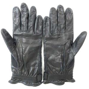 PRADA 美品 グローブ 手袋 五本指 ベルト 無地 イタリア製 レザー カシミヤ混 7 Sサイズ相当 ブラック IBO24