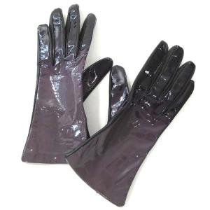 グローブ 五本指 パテント レザー 7 Sサイズ相当 グラデーションカラー パープル ブラック IBO24