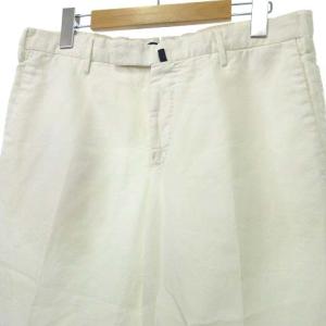 INCOTEX スリムフィット テーパード パンツ リネン混 48 ホワイト