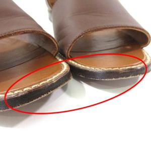 MARGARET HOWELL アンクルストラップサンダル フラット オープントゥ レザー 24cm 茶 ブラウン IBO24