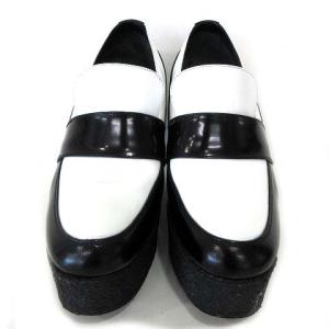 CELINE フィービー シューズ パンプス 3D8086HWSD ウェッジソール コインローファー レザー 36 バイカラー