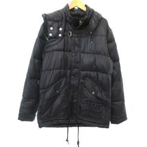 ダウンジャケット フード付き スナップボタン ナイロン M ブラック
