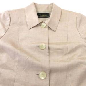 Leilian ロングコート ステンカラー 薄手 シルク フロントボタン ベルトループ フォーマル 11号 ピンク