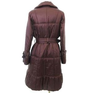 Leilian ロング ダウンジャケット コート リボンポリエステル 13+ ボルドー