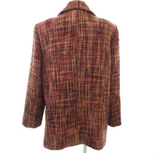 Leilian ツイード コート ジャケット ダブルボタン ウール レッド