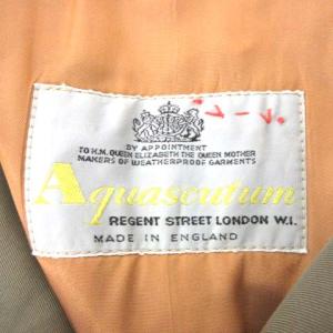 Aquascutum 80s ステンカラーコート ライナー 比翼ボタン Aqua5 ヴィンテージ コットン XL カーキ