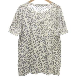 LEONARD 総柄 カットソー 半袖 Tシャツ 裾スリット トップス Lサイズ グレー