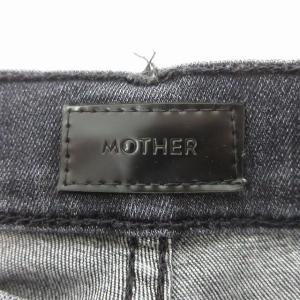 MOTHER カットオフ ブラックデニム パンツ ジップ ストレッチ コットン 25 S ブラック