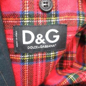DOLCE&GABBANA テーラードジャケット シングル 2B ストライプ ウール 48 グリーン