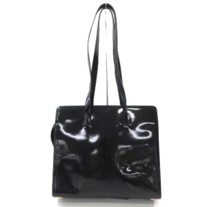CELINE ヴィンテージ ショルダーバッグ パテント レザー 肩掛け スクエアバッグ バックル オールド イタリア製 黒 ブラック
