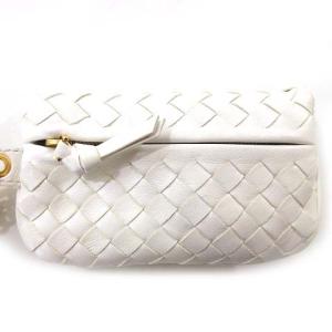 BOTTEGA VENETA イントレチャート チェーン キーケース コインケース レザー ホワイト