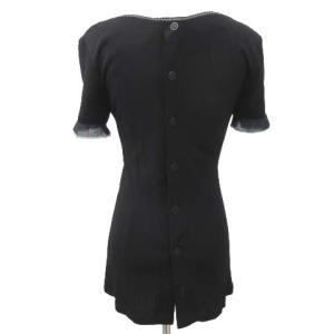 CHANEL セットアップ カットソー ロングスカート 刺繍 ココマークボタン ストレッチ M ブラック