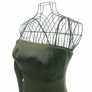 EMPORIO ARMANI ヴィンテージ ロングドレス ワンピース キャミソール Aライン リボン シルク混 40 カーキ IBO19