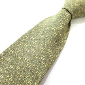 H総柄 ネクタイ シルク レギュラータイ ビジネス フォーマル フランス製 グリーン IBO25