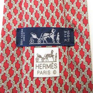 HERMES H総柄 ネクタイ シルク レギュラータイ フォーマル フランス製 レッド