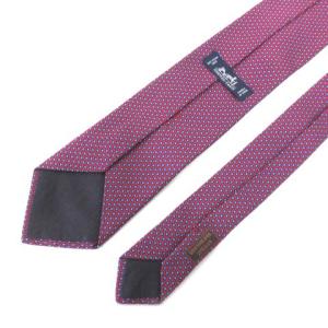 HERMES ジャガード ネクタイ レギュラータイ 総柄 シルク100% スーツ ビジネス フォーマル 赤 レッド 紺 ネイビー フランス製