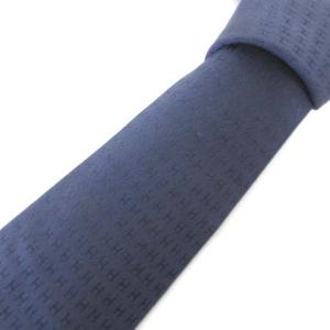 Hロゴ ジャガード ネクタイ レギュラータイ シルク100% ネイビー フランス製 IBO25
