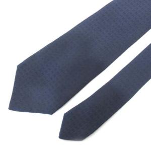 HERMES Hロゴ ジャガード ネクタイ レギュラータイ シルク100% ネイビー フランス製 IBO25