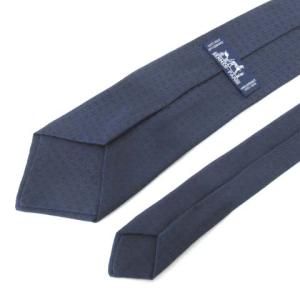 HERMES Hロゴ ジャガード ネクタイ レギュラータイ シルク100% ネイビー フランス製 IBO25