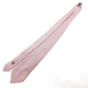 LOUIS VUITTON ジャガード ネクタイ ダービータイ レギュラー ストレート 総柄 シルク100％ ピンク系 IBO25