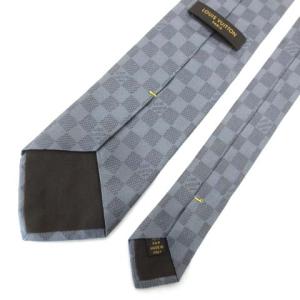 LOUIS VUITTON ジャガード ネクタイ レギュラータイ チェック柄 ボックスロゴ シルク100% グレー イタリア製