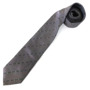 ジャガード ネクタイ レギュラータイ モノグラム ストライプ ビジネス シルク グレー IBO25