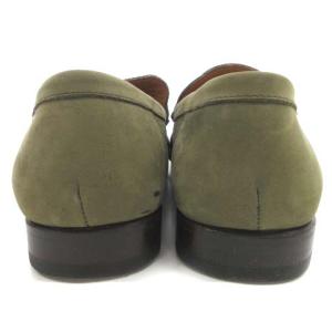 BALLY ローファー スエード レザー スクエアトゥ メッシュ EU7 イタリア製 カーキ グリーン