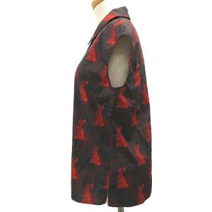PRADA ノースリーブ シャツ ラビット柄 国内正規 38 ブラック