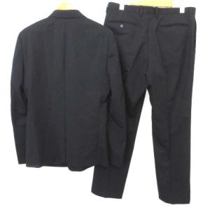 Roen スーツ シングル ストライプ ボタン スカル 背抜き センターベント フォーマル LL ブラック