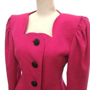 YVES SAINT LAURENT 美品 ヴィンテージ スカートスーツ デカボタン 国内正規 M フューシャピンク