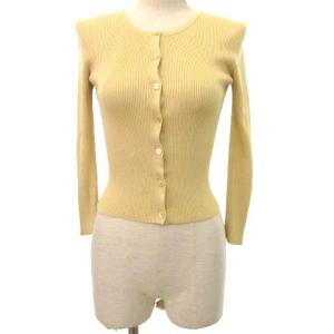 TOCCA シルク ニット カーディガン 長袖 クルーネック リブ ストレッチ トップス 無地 XS ベージュ