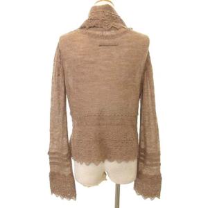 Jean Paul GAULTIER カーディガン 薄手 透け感 レース リボン アルパカ L 茶