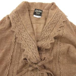 Jean Paul GAULTIER カーディガン 薄手 透け感 レース リボン アルパカ L 茶
