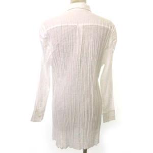 ISSEY MIYAKE 美品 ハート 20ss 長袖 シャツ ブラウス 薄手 プリーツ レギュラーカラー スリット ボタン  フォーマル 2 Mサイズ相当