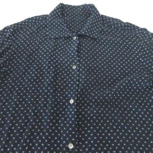 ISSEY MIYAKE 美品 ハート 19ss 半袖 シャツ 薄手 ドット 水玉 レギュラーカラー ボタン  カジュアル 2 Mサイズ相当 紺 ネイビー