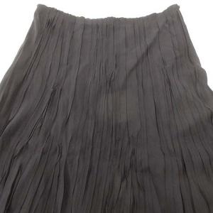 PRADA ランダムプリーツスカート フレア サイドファスナー 無地 レーヨン100％ 42 ブラック
