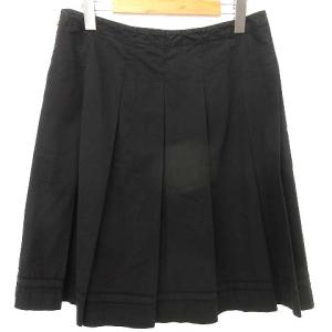 PRADA SPORT フレアスカート ワイドプリーツ ひざ丈 サイドファスナー ロゴ コットン100％ 40 ブラック