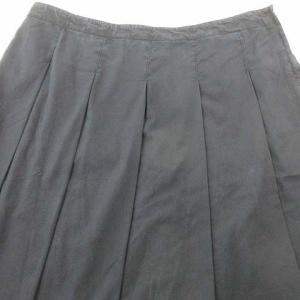 PRADA SPORT フレアスカート ワイドプリーツ ひざ丈 サイドファスナー ロゴ コットン100％ 40 ブラック