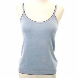 キャミソール カットソー レイヤードトップス ワンポイント シルク100％ M ライトブルー