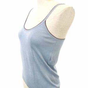 PRADA キャミソール カットソー レイヤードトップス ワンポイント シルク100％ M ライトブルー