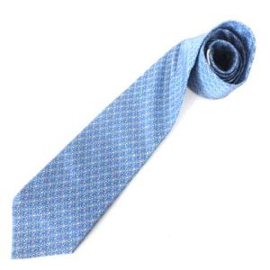 レギュラータイ ネクタイ ビジネス 総柄 シルク ブルー