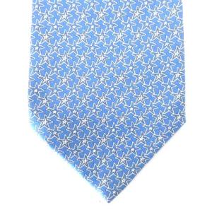 Salvatore Ferragamo レギュラータイ ネクタイ ビジネス 総柄 シルク ブルー