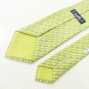 HERMES 美品 ネクタイ レギュラータイ 総柄 シルク100％ フォーマル イエロー