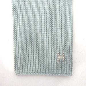 HERMES 美品 ニットタイ ネクタイ ビジネス Hロゴ シルク アイスブルー グリーン ベージュ