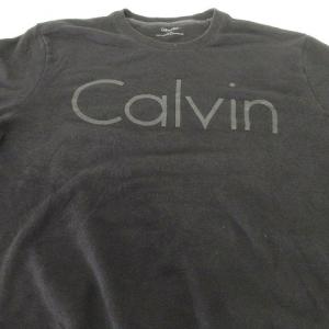 Calvin Klein トレーナー フリース スウェット ワンポイント ロゴ コットン混 XL ブラック US買い付け品