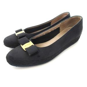 VARA パンプス 編み ローヒール 6.5 ネイビー