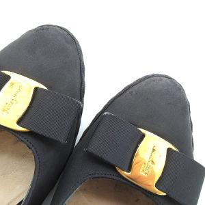 Salvatore Ferragamo VARA パンプス 編み ローヒール 6.5 ネイビー